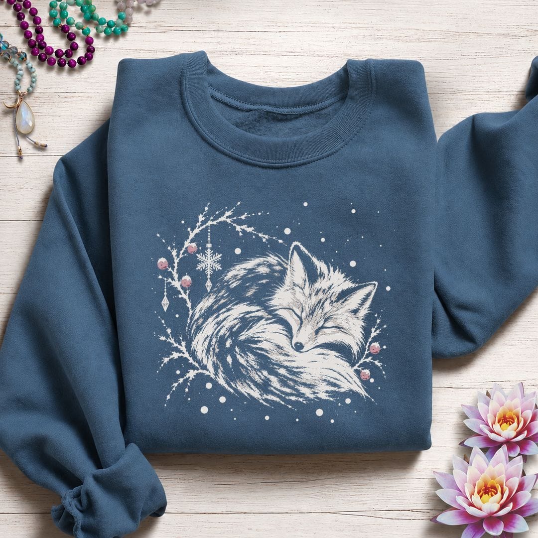 Whimsical Fox Sweatshirt Indigo Blue