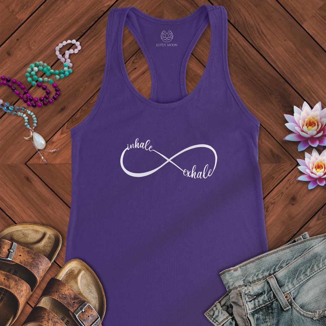 White Inhale Exhale Infinity Tank Solid Purple Rush
