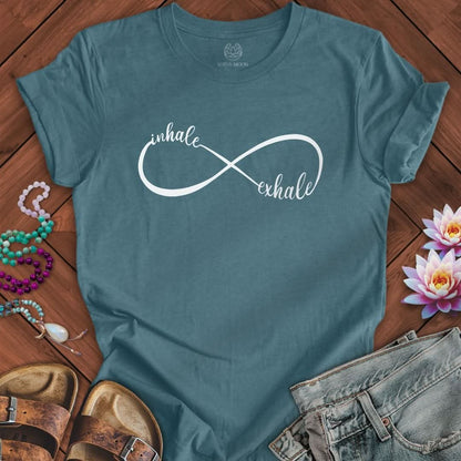 White Inhale Exhale Infinity Tee Heather Deep Teal