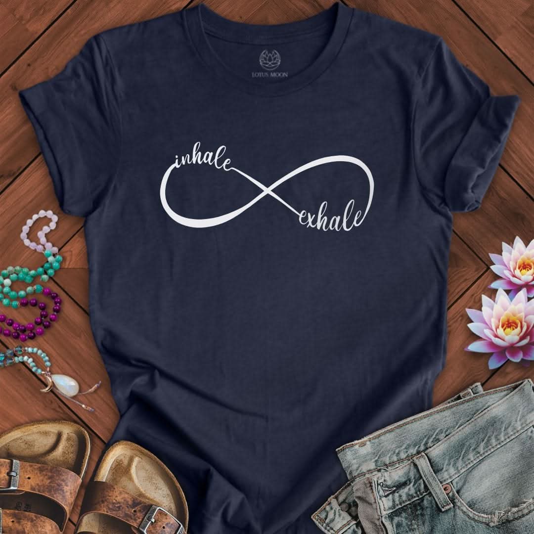 White Inhale Exhale Infinity Tee Heather Midnight Navy