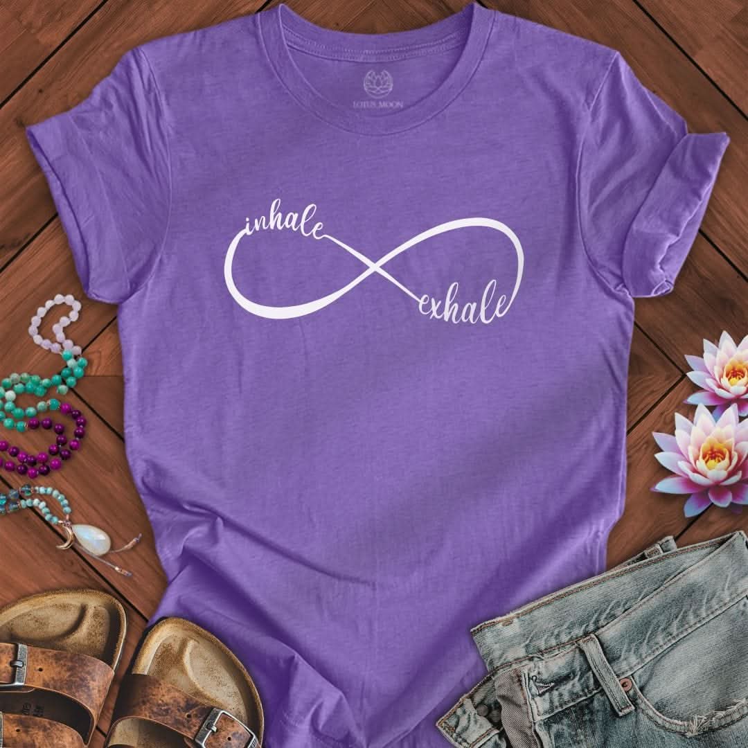 White Inhale Exhale Infinity Tee Heather Team Purple