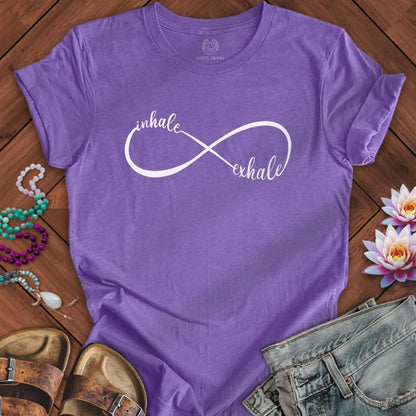 White Inhale Exhale Infinity Tee Heather Team Purple