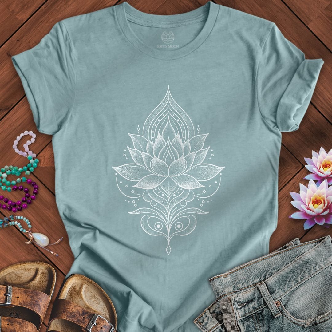 Printify T-Shirt White Lotus Tee Heather Blue Lagoon / S