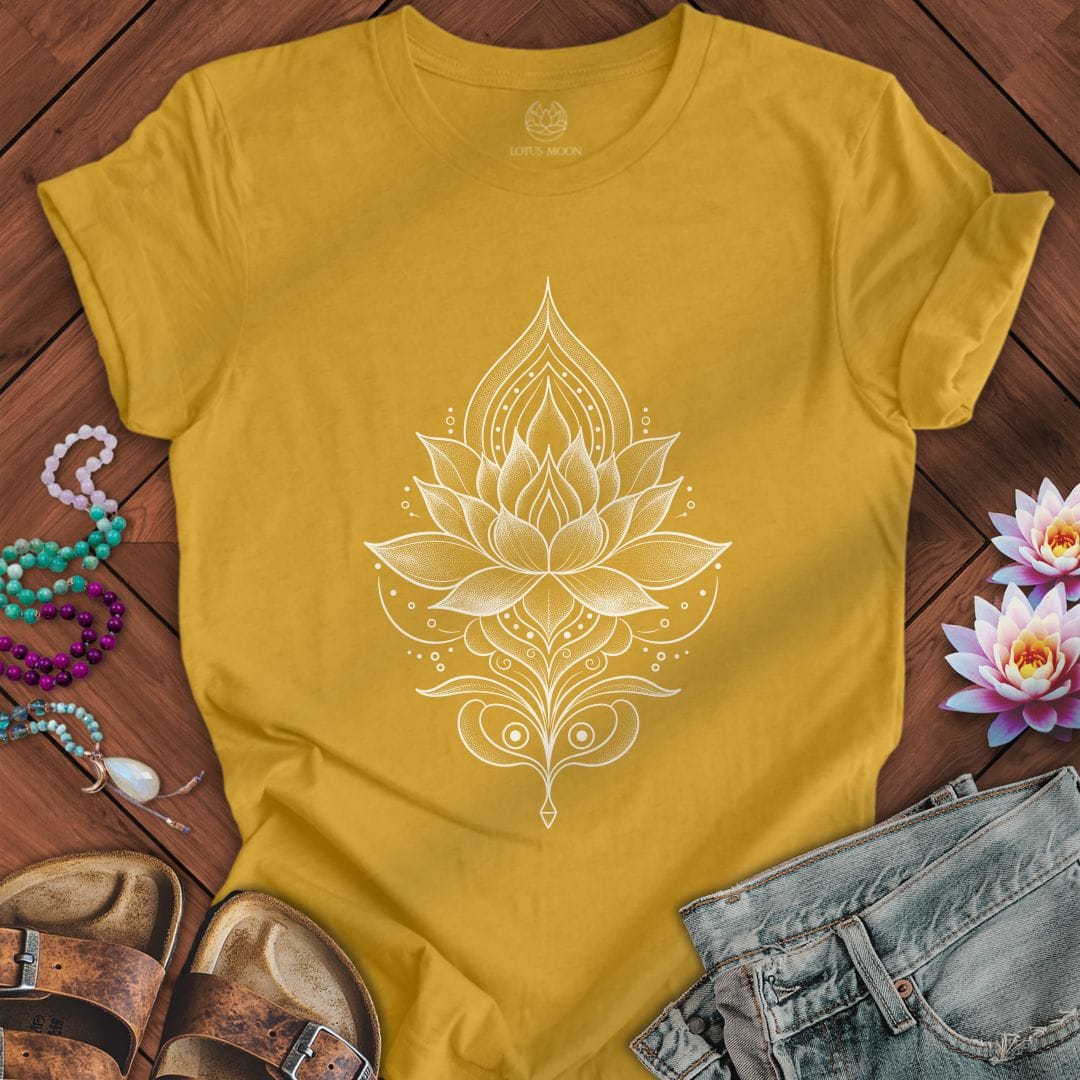 Printify T-Shirt White Lotus Tee Heather Mustard / S