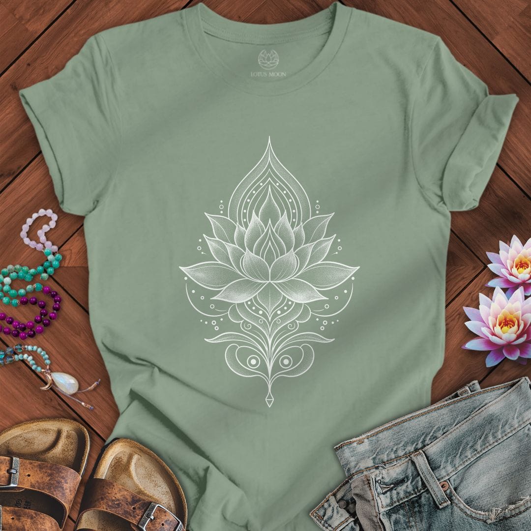 Printify T-Shirt White Lotus Tee Sage / S