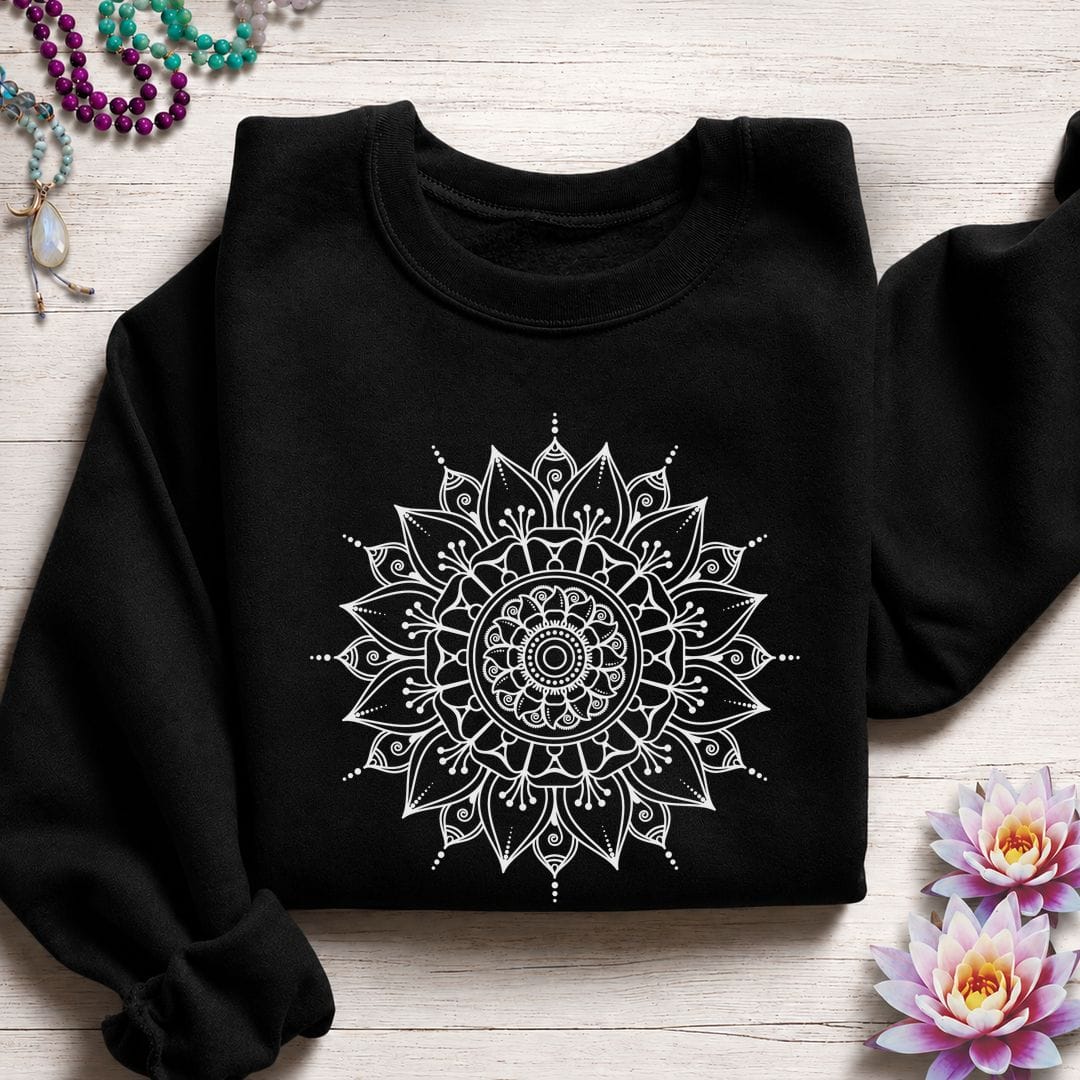 White Mandala Sweatshirt Black