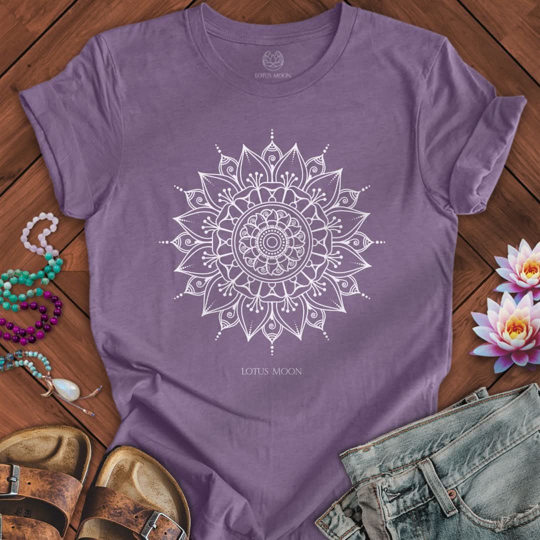 White Mandala Tee Heather Purple