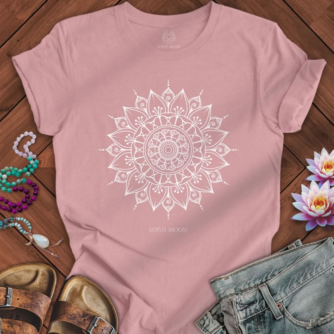 White Mandala Tee Orchid