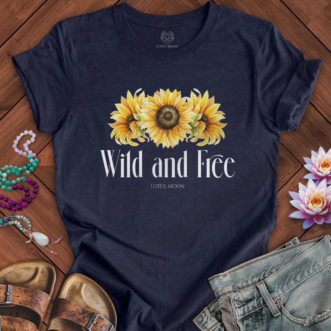 Wild and Free Tee Heather Midnight Navy