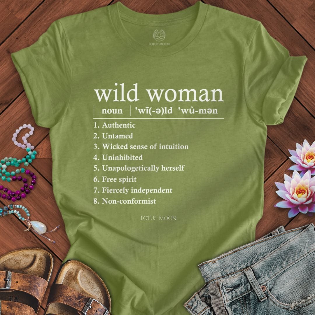 Wild Woman Definition Tee Heather Green