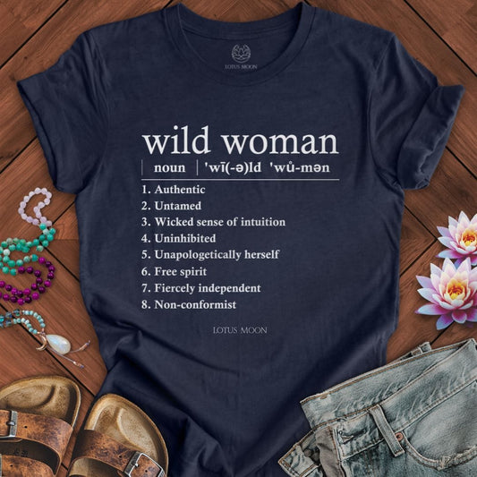 Wild Woman Definition Tee Heather Midnight Navy