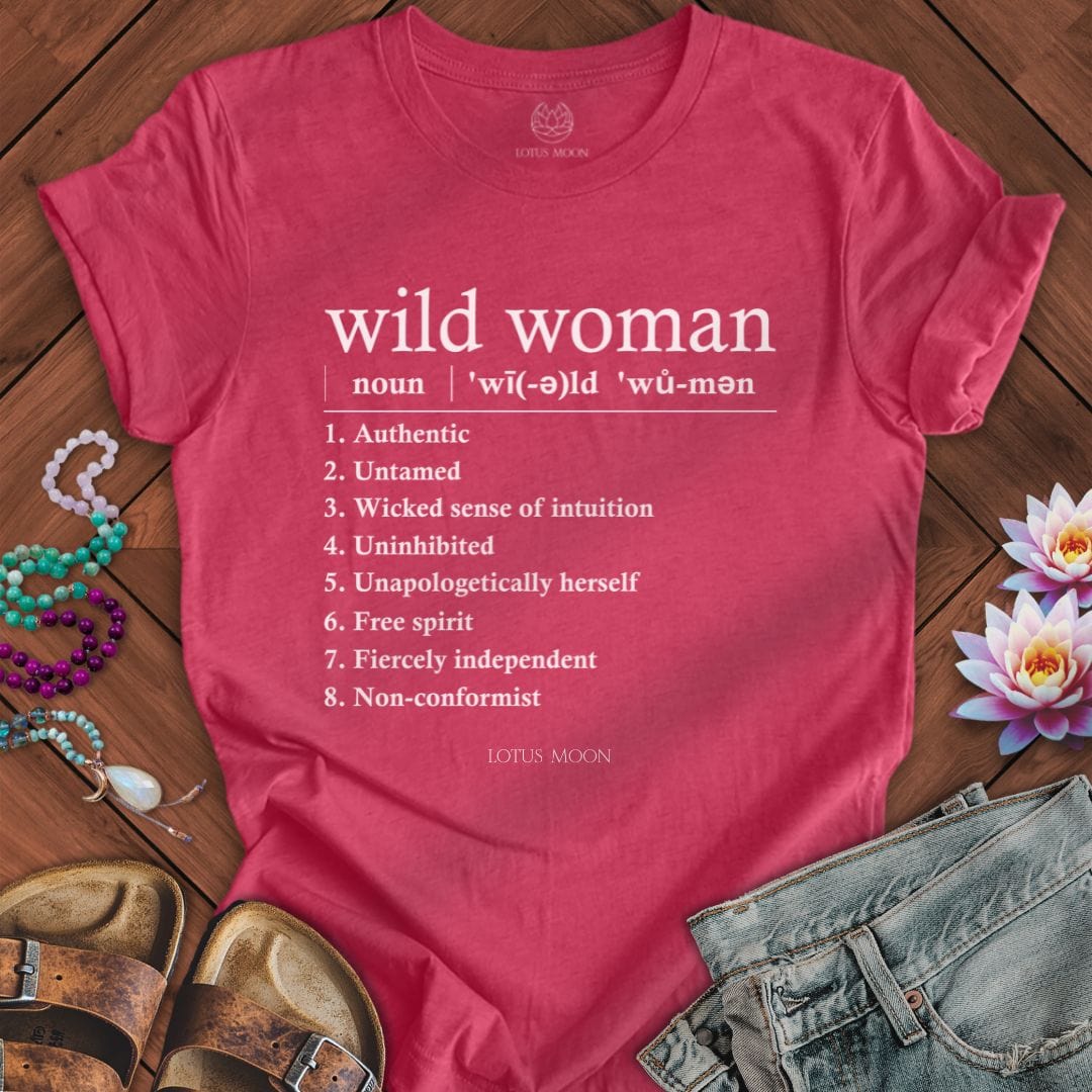Wild Woman Definition Tee Heather Raspberry