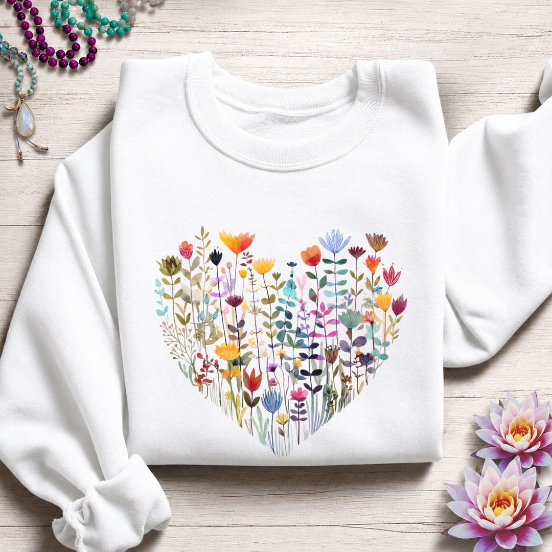Wildflower Heart Sweatshirt White