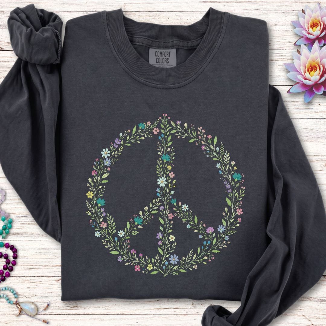 Printify Long-sleeve Wildflower Peace Long Sleeve Tee Graphite / S