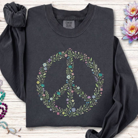 Wildflower Peace Long Sleeve Tee Graphite