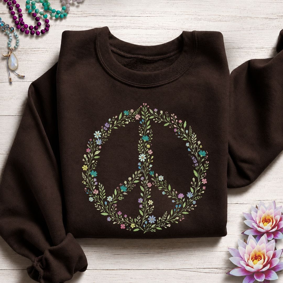 Wildflower Peace Sweatshirt Dark Chocolate