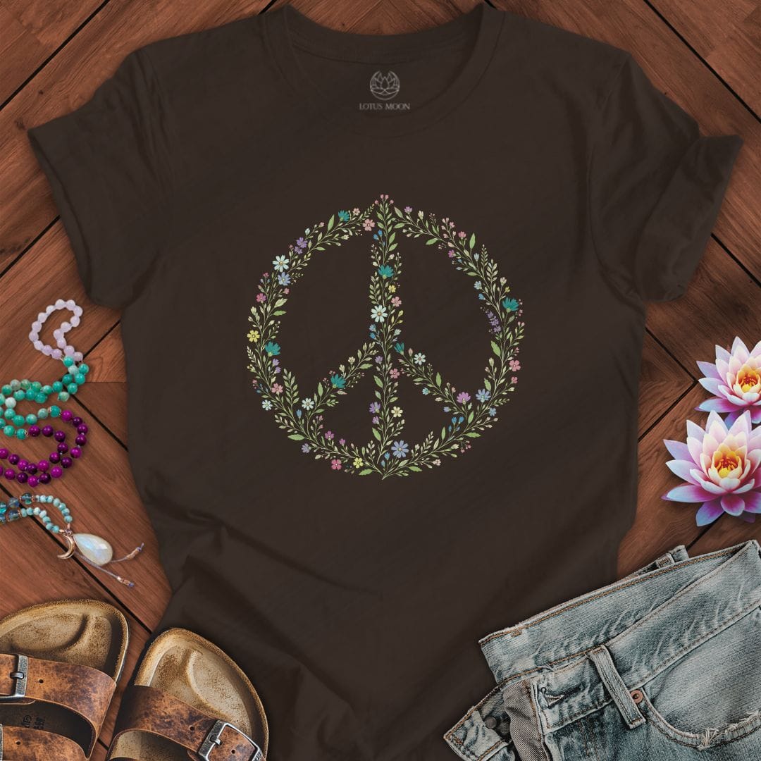 Printify T-Shirt Wildflower Peace Tee Brown / S