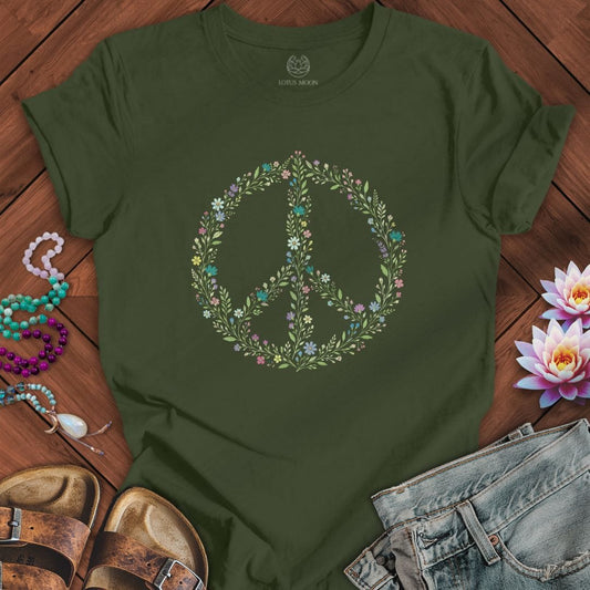 Wildflower Peace Tee Military Green
