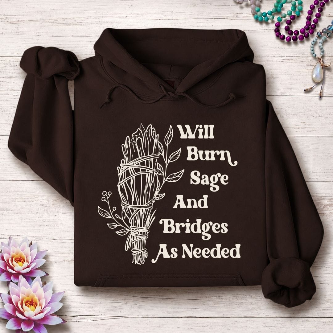 Printify Hoodie Will Burn Sage Hoodie Dark Chocolate / S