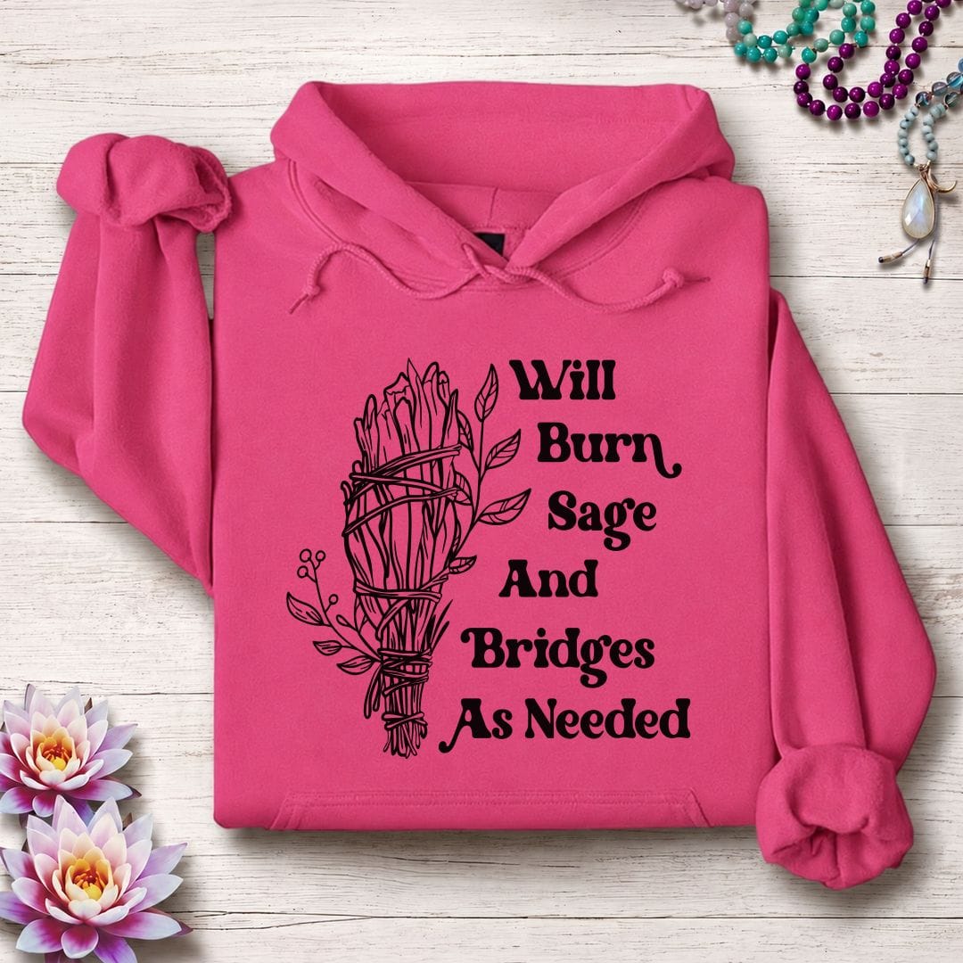 Printify Hoodie Will Burn Sage Hoodie Heliconia / S