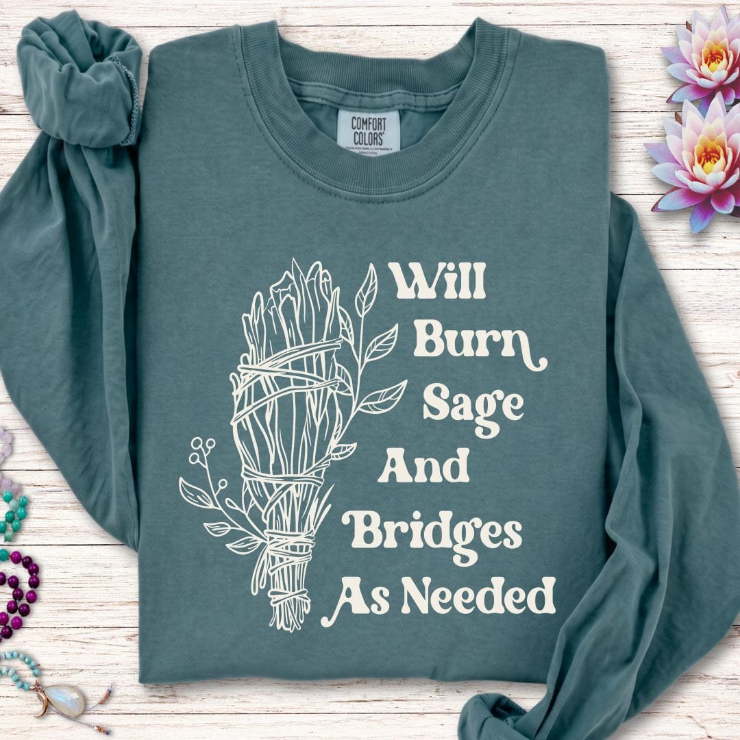Printify Long-sleeve Will Burn Sage Long Sleeve Tee Blue Spruce / S