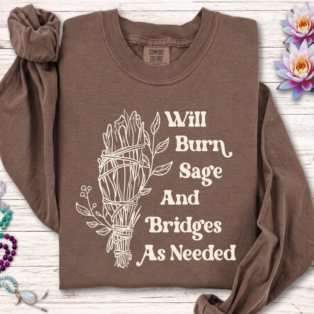 Printify Long-sleeve Will Burn Sage Long Sleeve Tee Espresso / S