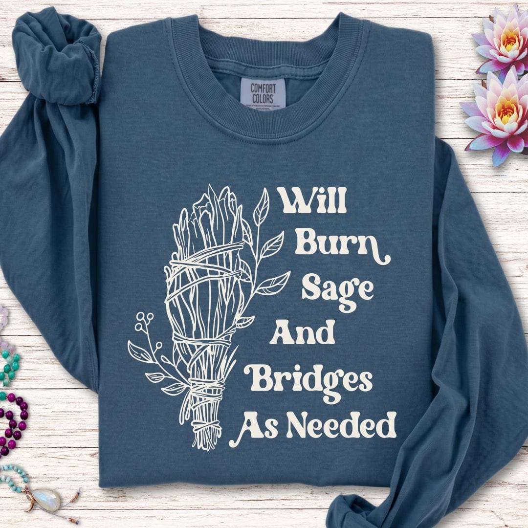 Printify Long-sleeve Will Burn Sage Long Sleeve Tee Midnight / S