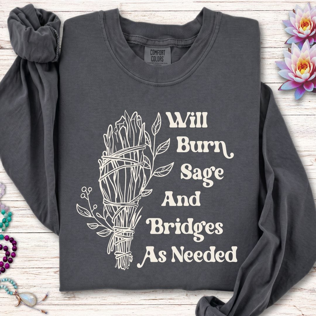 Printify Long-sleeve Will Burn Sage Long Sleeve Tee Pepper / S