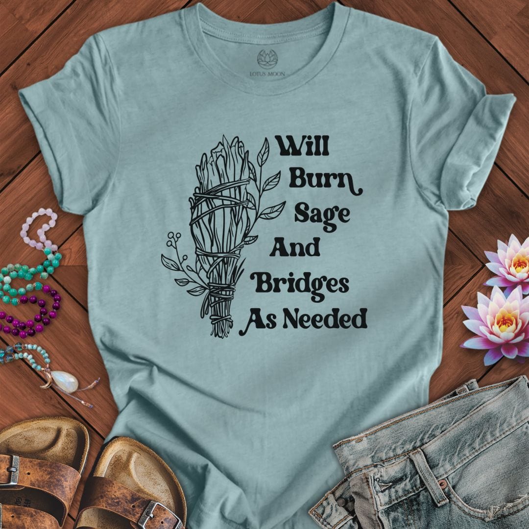Lotus Moon Co. T-Shirt Will Burn Sage Tee Heather Blue Lagoon / S