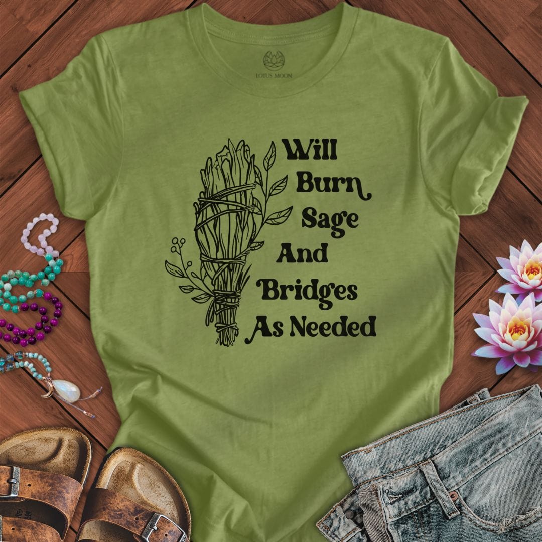Lotus Moon Co. T-Shirt Will Burn Sage Tee Heather Green / S