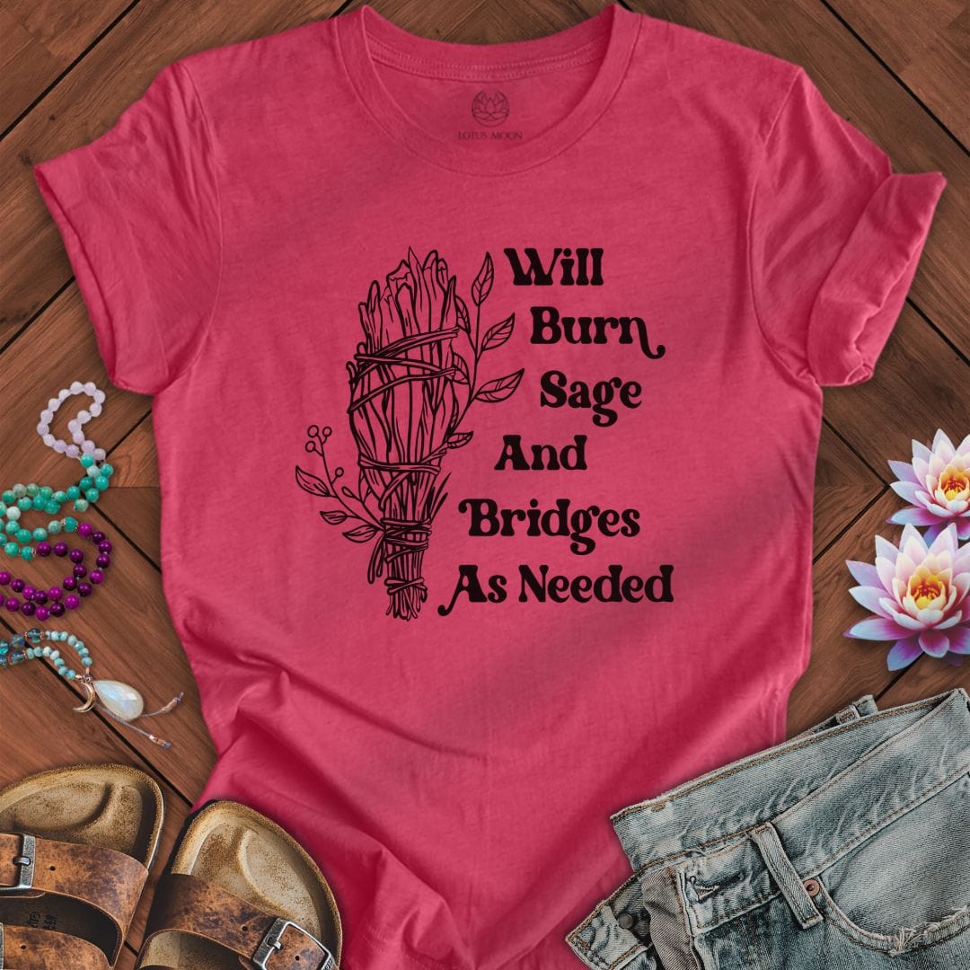 Lotus Moon Co. T-Shirt Will Burn Sage Tee Heather Raspberry / S