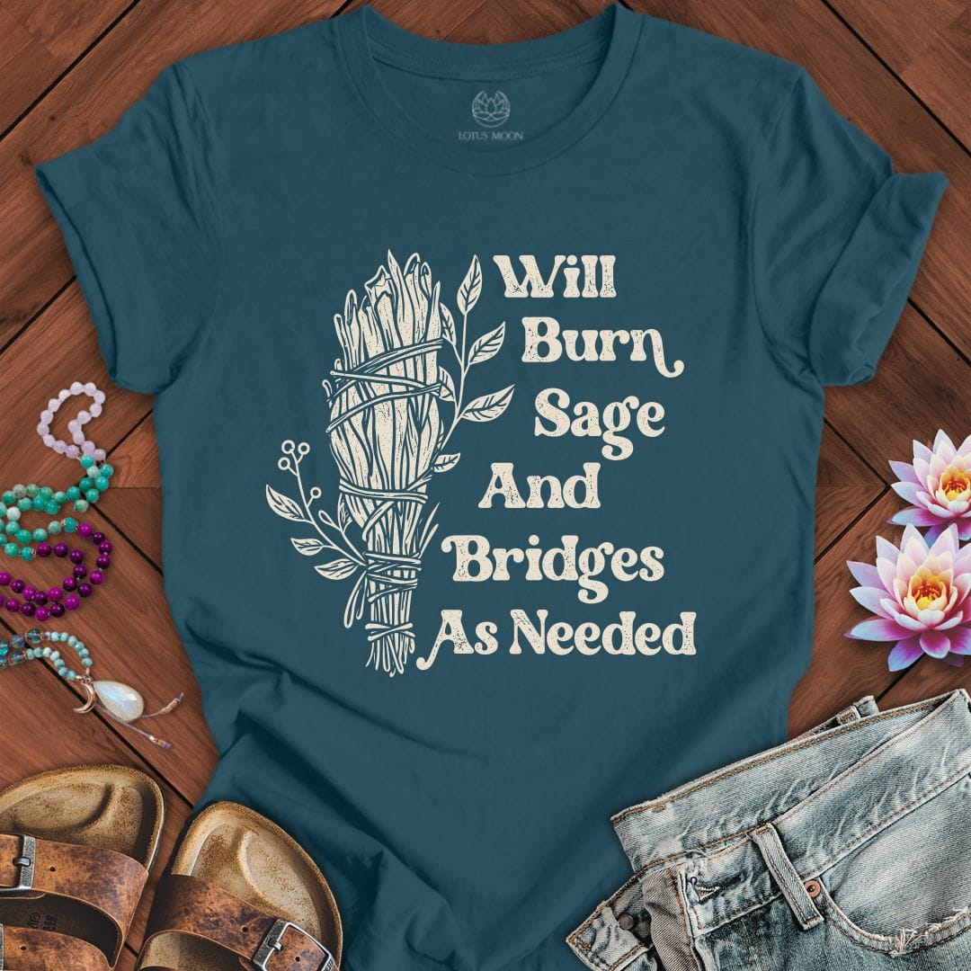 Will Burn Sage White Tee Deep Teal