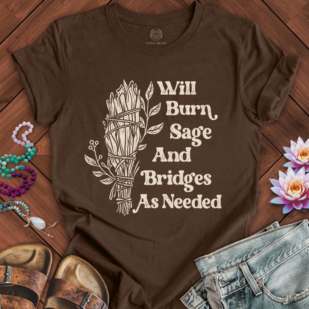 Will Burn Sage White Tee Heather Brown