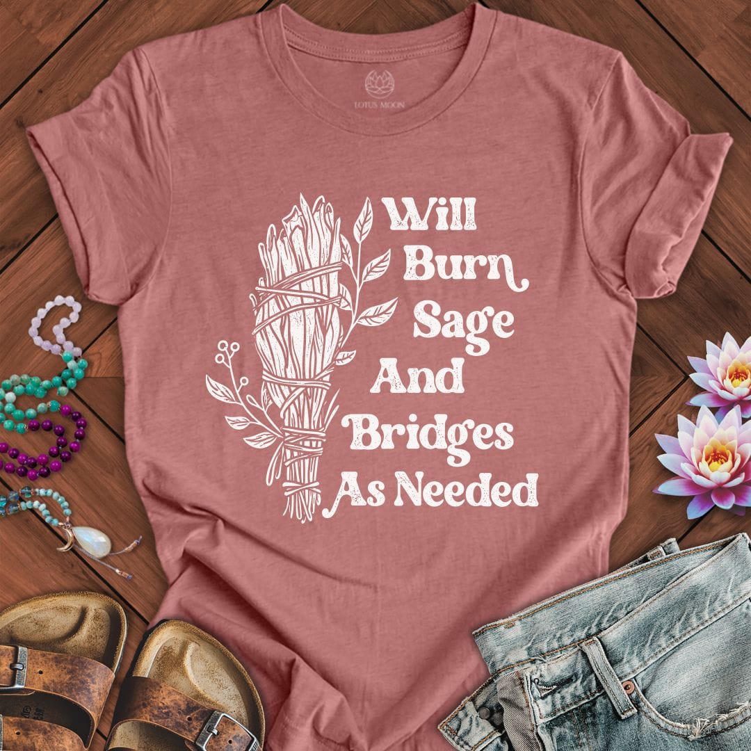 Will Burn Sage White Tee Heather Mauve