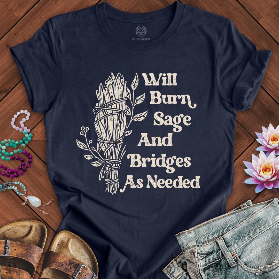 Will Burn Sage White Tee Heather Midnight Navy