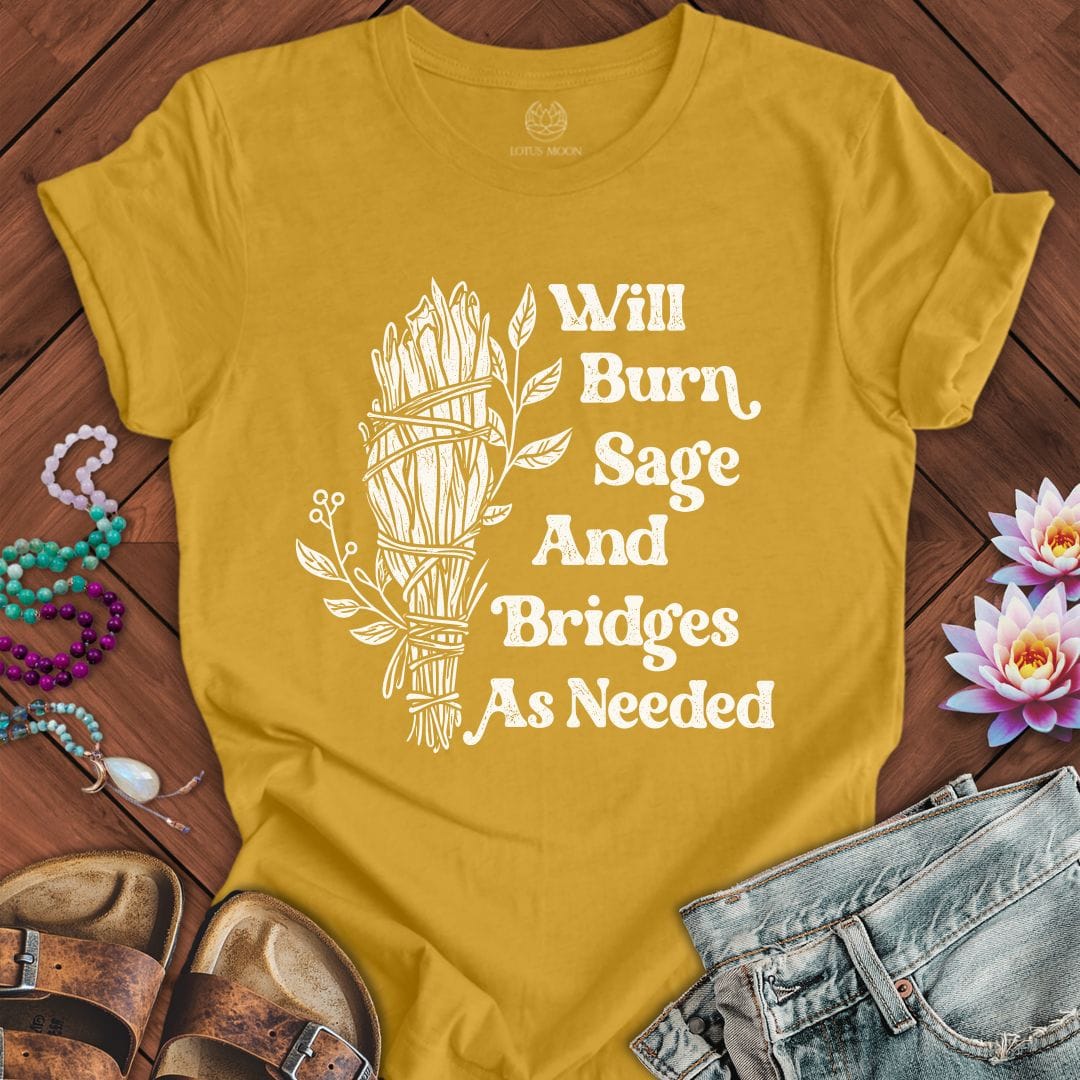 Will Burn Sage White Tee Heather Mustard