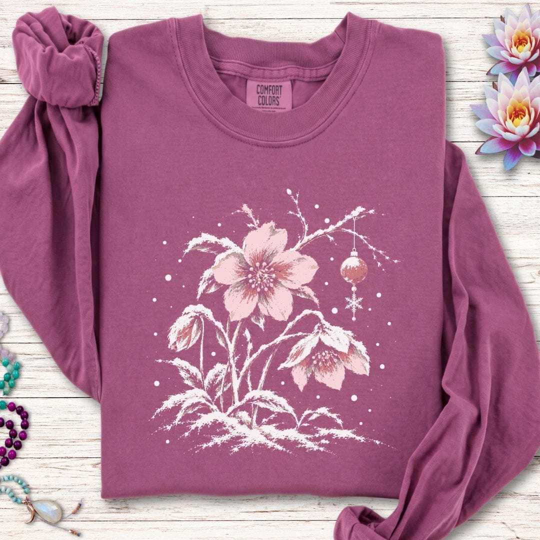 Winter Hellebore Long Sleeve Tee Berry
