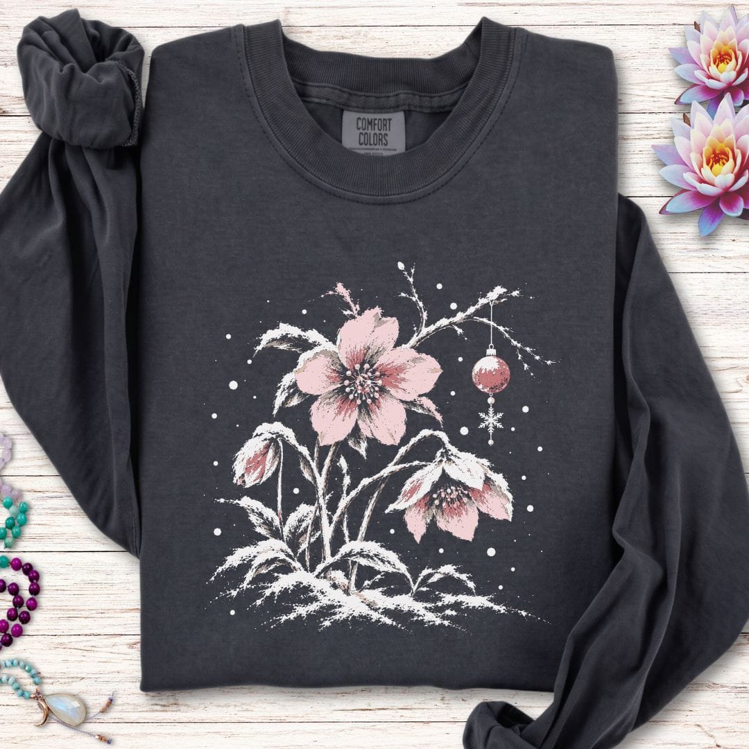 Winter Hellebore Long Sleeve Tee Graphite