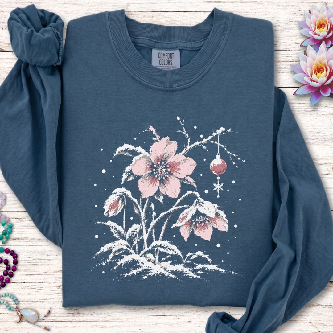 Winter Hellebore Long Sleeve Tee Midnight