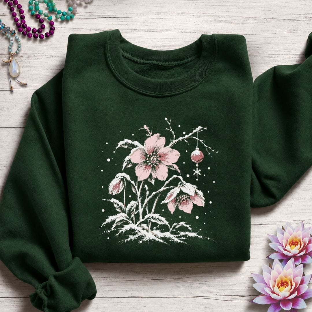 Winter Hellebore Sweatshirt Forest Green