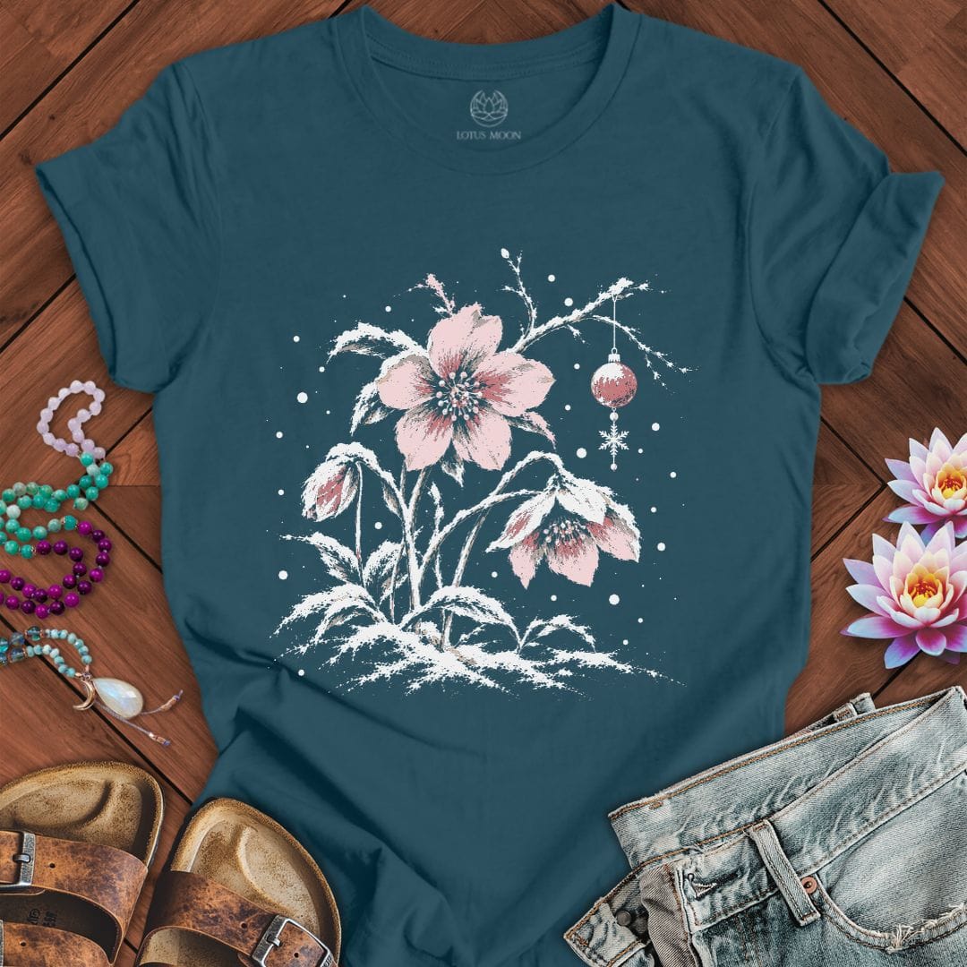 Winter Hellebore Tee Deep Teal