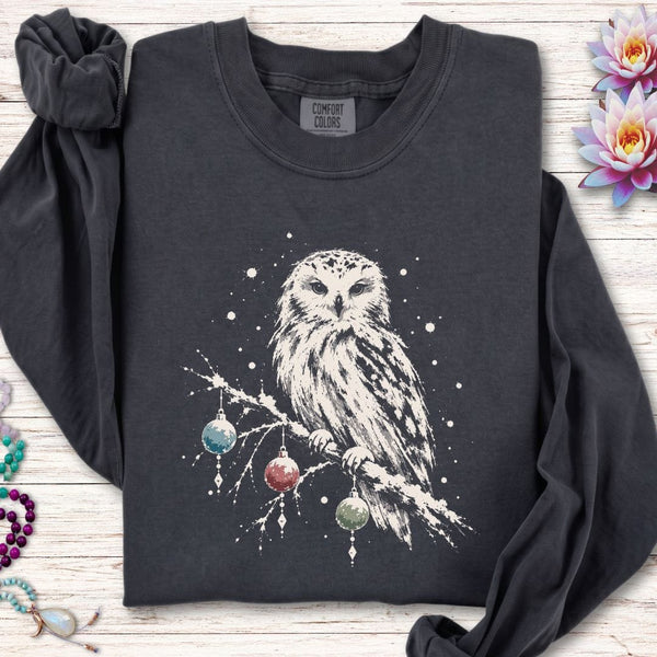 Winterland Owl Long Sleeve Tee Graphite