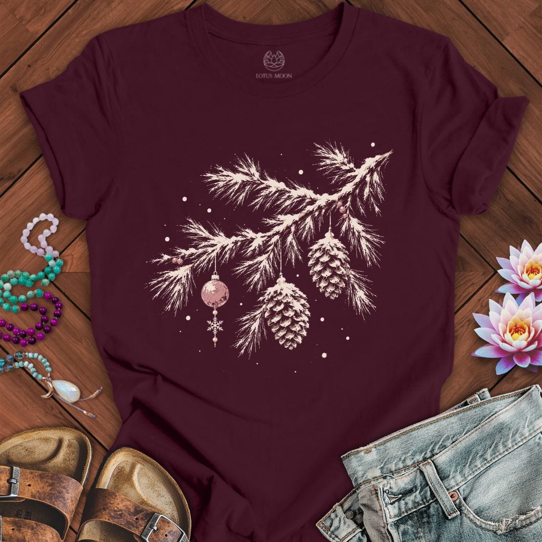 Winterland Pine Tee Maroon