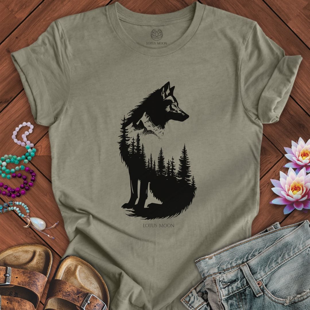 Wolf Forest Tee Heather Stone
