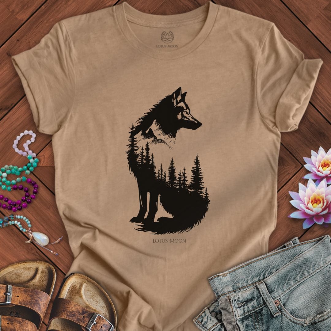 Wolf Forest Tee Heather Tan