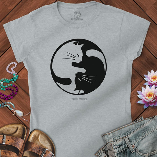 Yin Yang Cats Fitted Tee Sport Grey