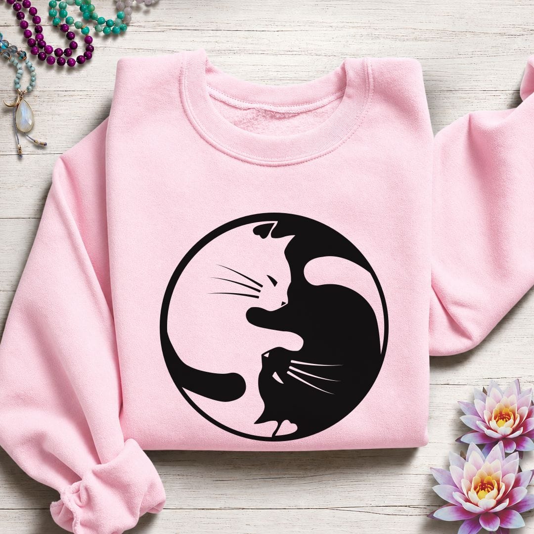 Yin Yang Cats Sweatshirt Light Pink