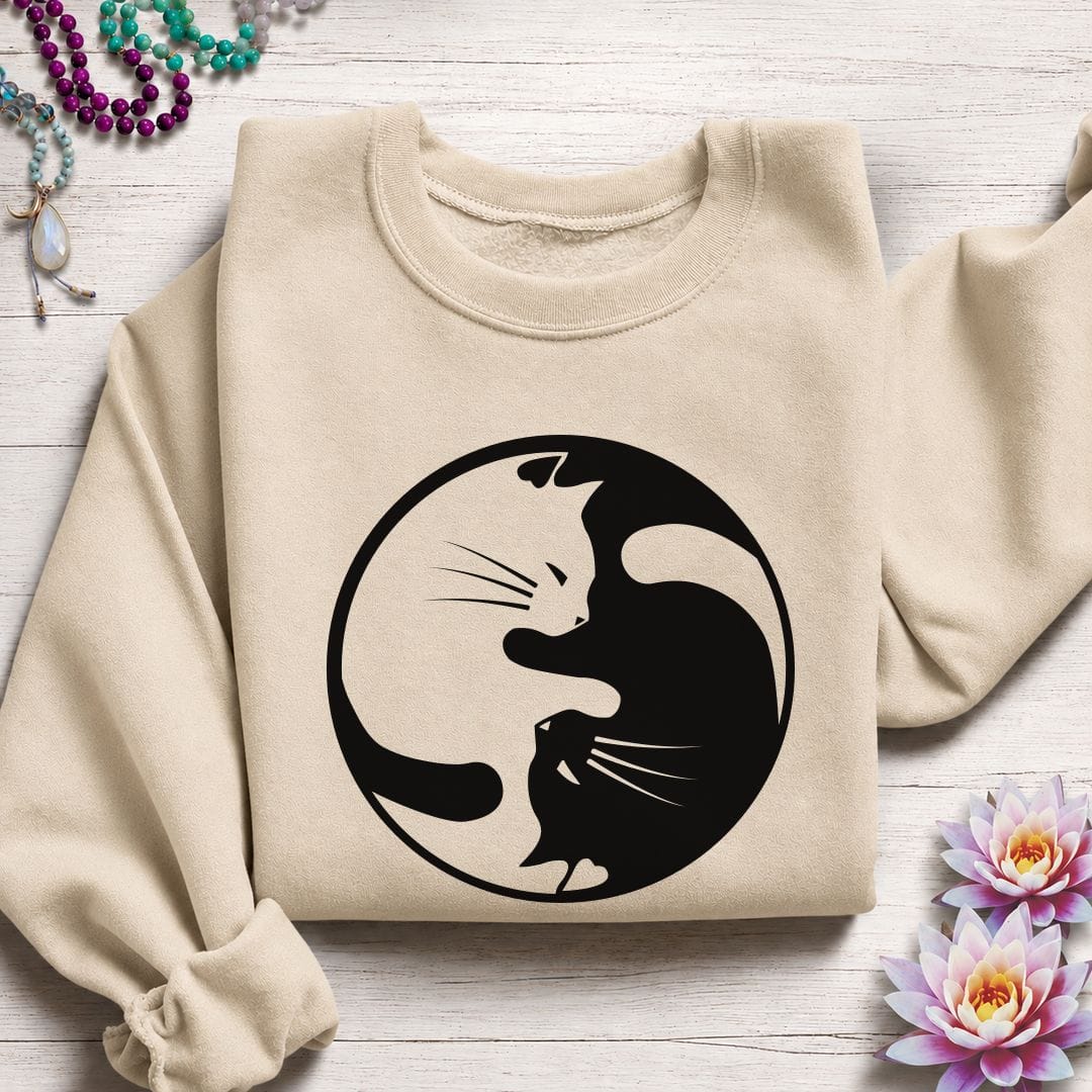 Yin Yang Cats Sweatshirt Sand