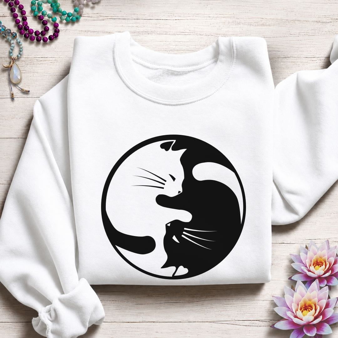 Yin Yang Cats Sweatshirt White