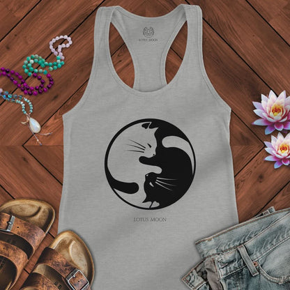 Yin Yang Cats Tank Heather Grey